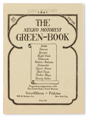 (TRAVEL.) GREEN, VICTOR H. The Negro Motorist Green-Book for 1941.